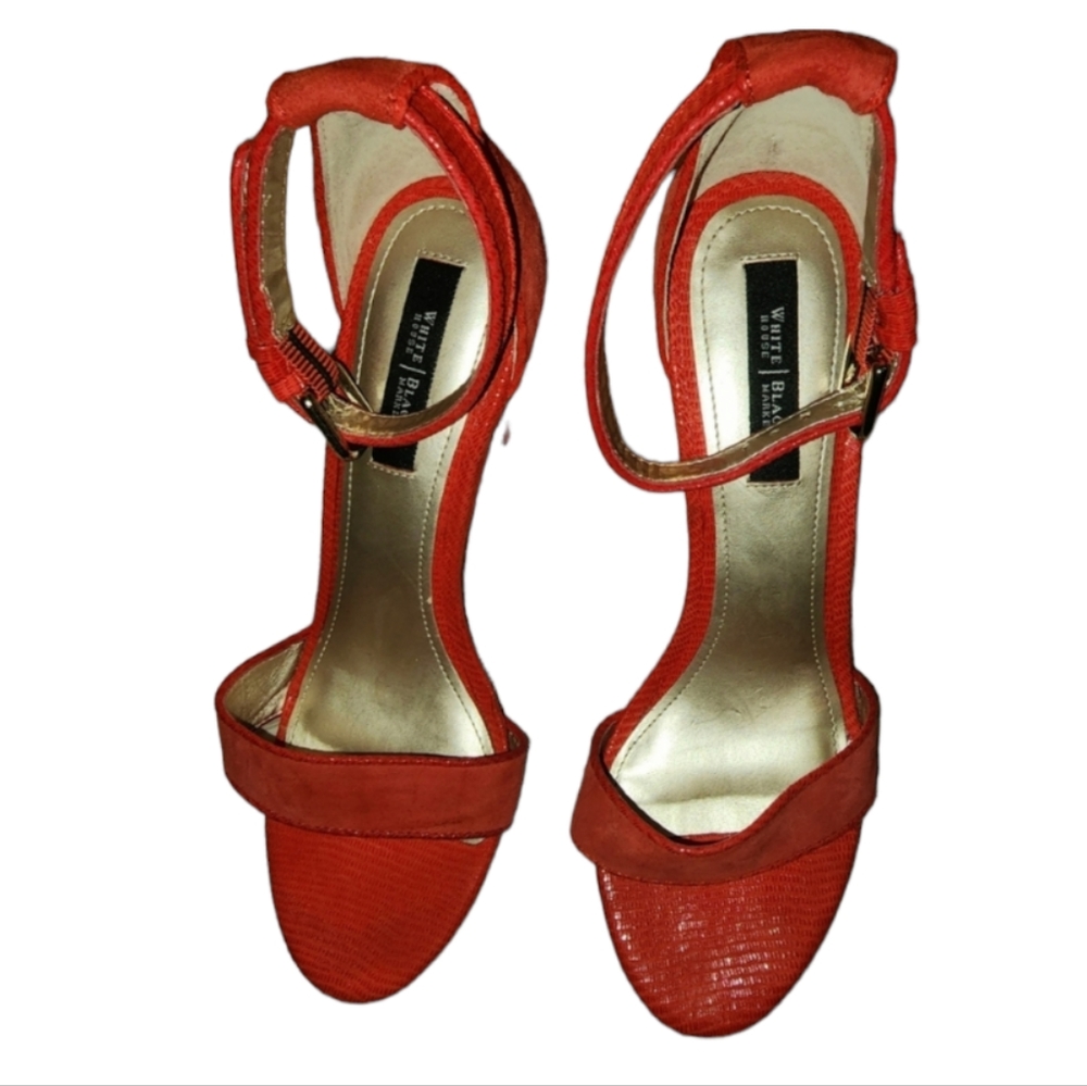 White House Black Market Women's Red Suede High Heel Sandals Sz 8M